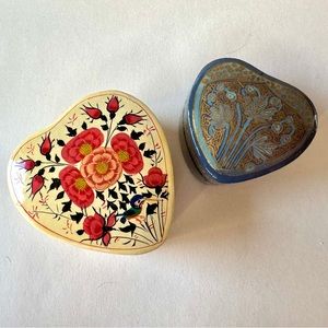 Lacquered Heart Boxes, set of 2